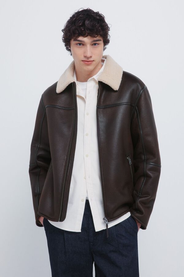 Springfield Blouson aviateur effet daim double face nude