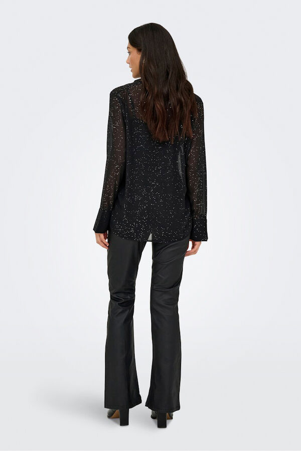 Only Camisa de chiffon com glitter preto