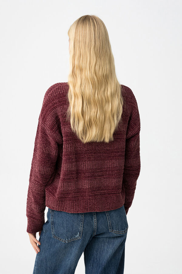 Tiffosi Camisola de malha de veludo relaxado vermelho