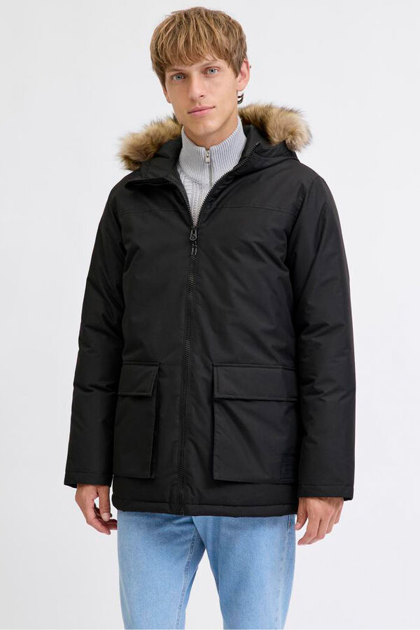 JJ REBEL Parka com capuz de pele preto