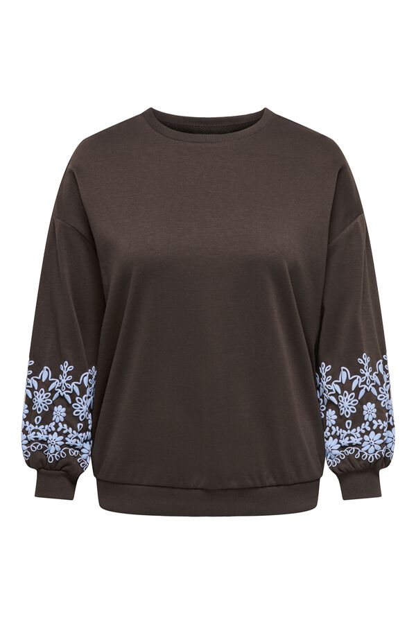 Only Carmakoma Round neck plus size sweatshirt brown