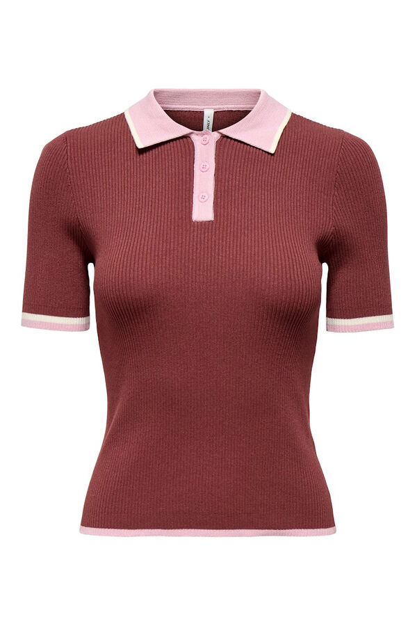 Only Ribbed jersey-knit polo shirt printed
