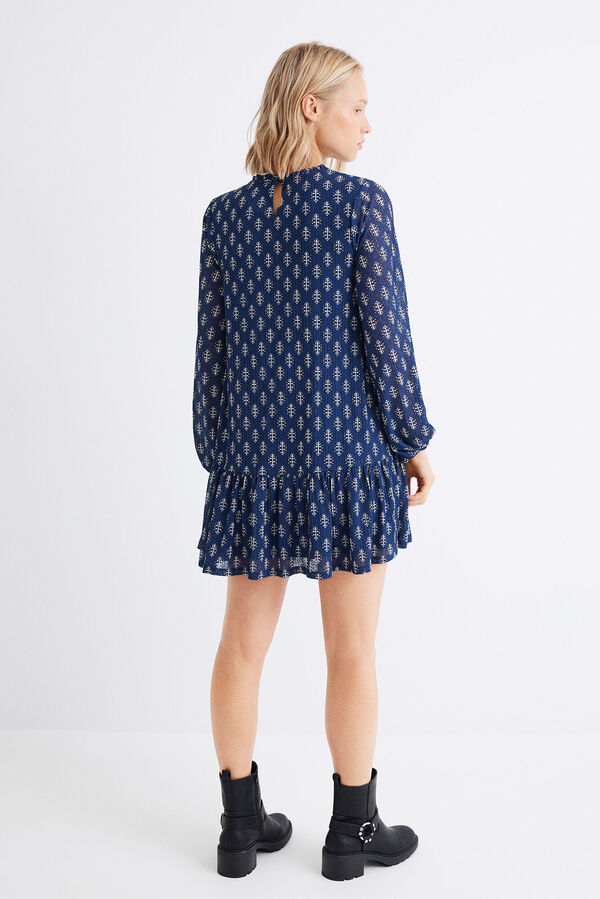 Springfield Short print tunic dress blue