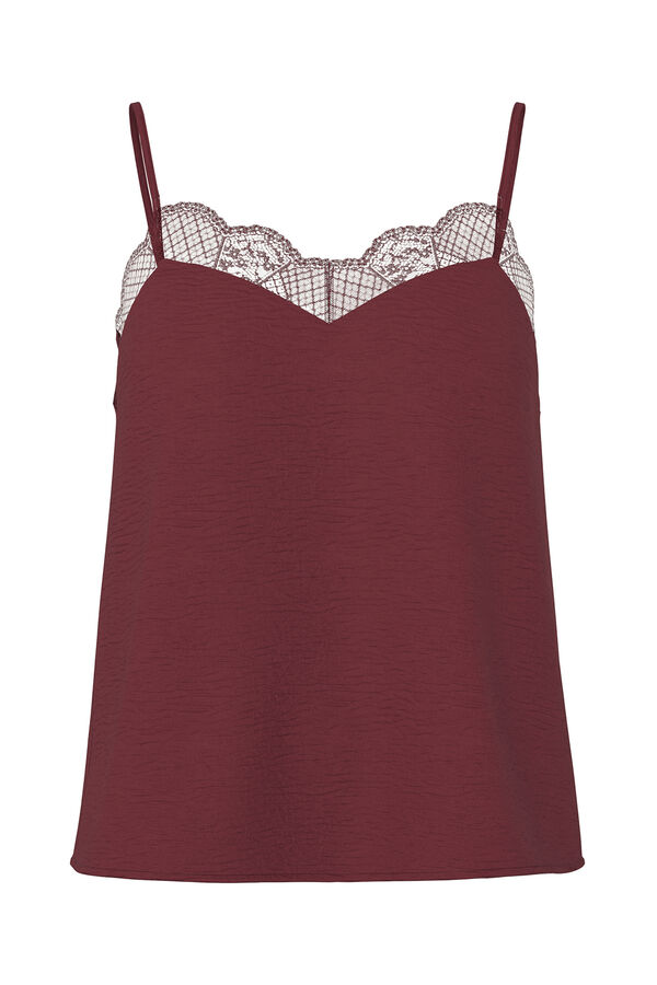 Pieces Top de renda vermelho