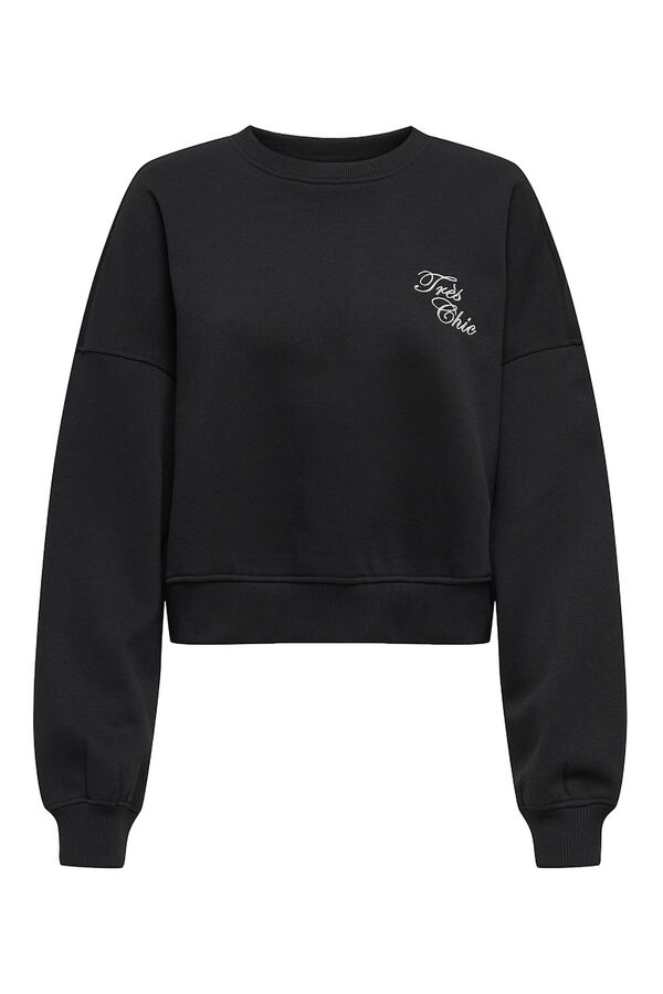 Only Cropped sweatshirt with pearl detail black