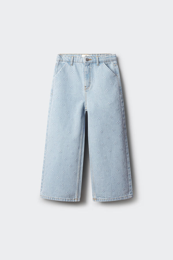 Springfield Kids Jeans Culotte bordados ni&ntilde;a azul