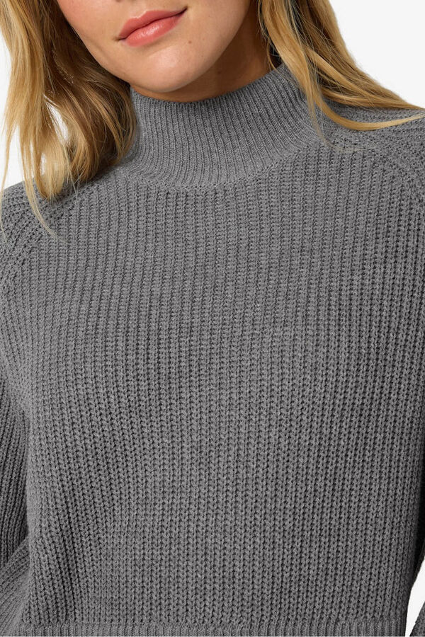 Noisy May jersey cuello alto canal&eacute; gris