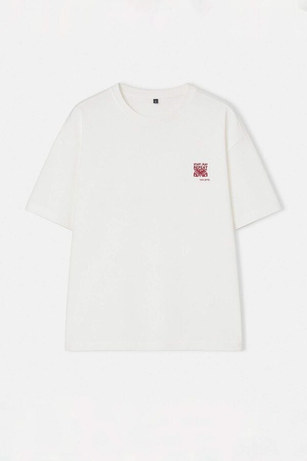 Trendyol Camiseta oversize manga corta beige