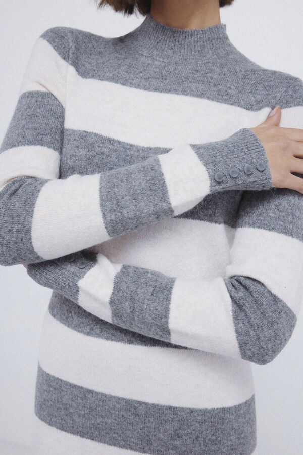 Springfield Kodak jersey-knit striped midi dress grey