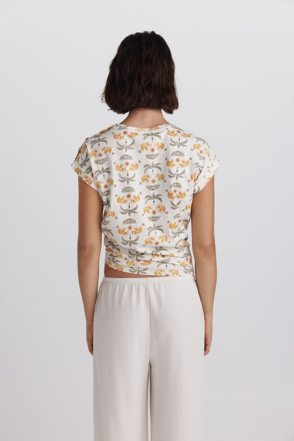 Springfield Printed T-shirt with buttons brown