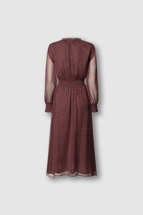 Pepe Jeans Vestido largo de manga larga burdeos