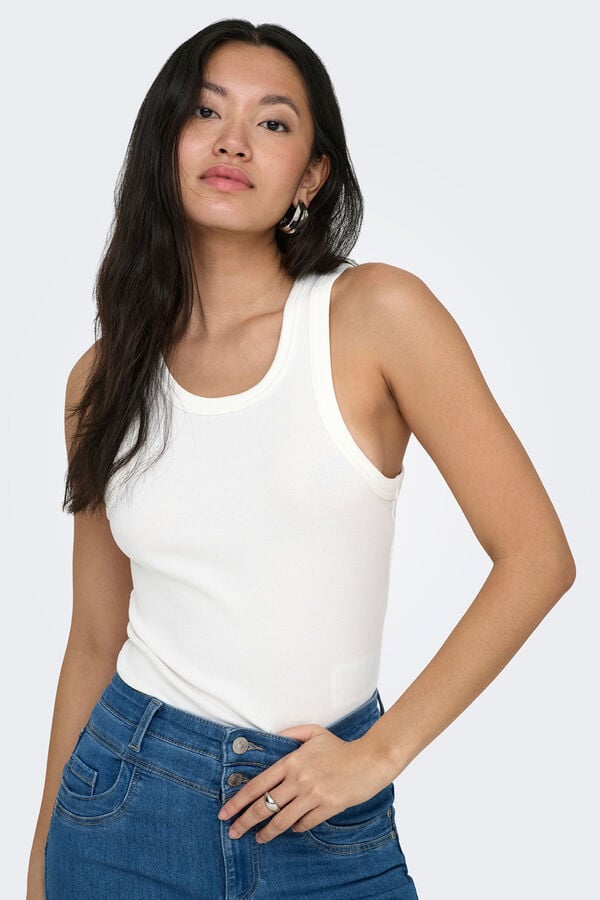 Only Sleeveless ribbed top white