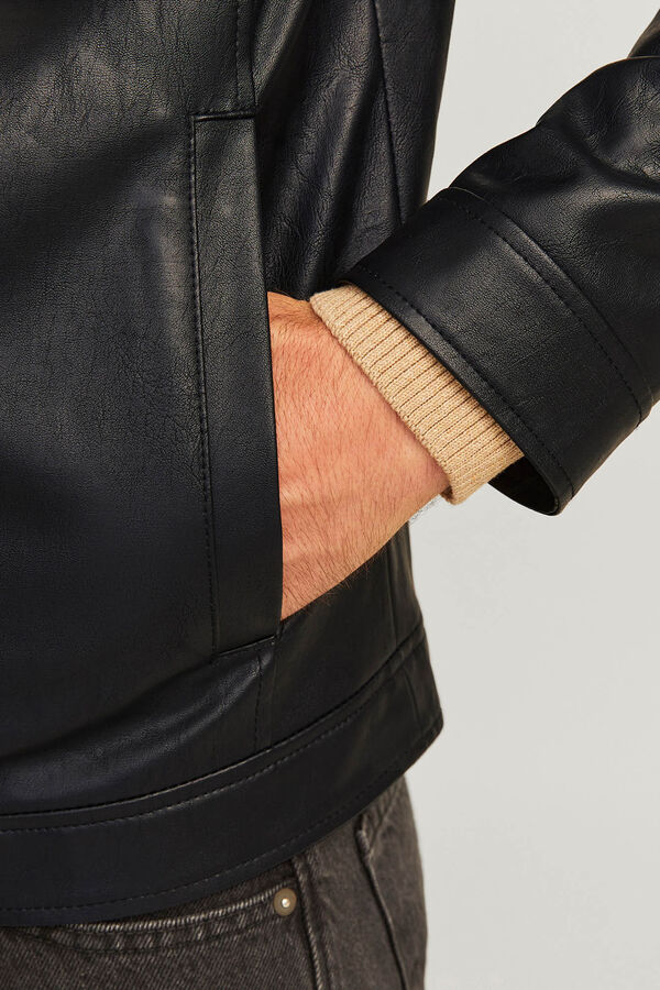 JJ REBEL Chaqueta biker sint&eacute;tica corta negro