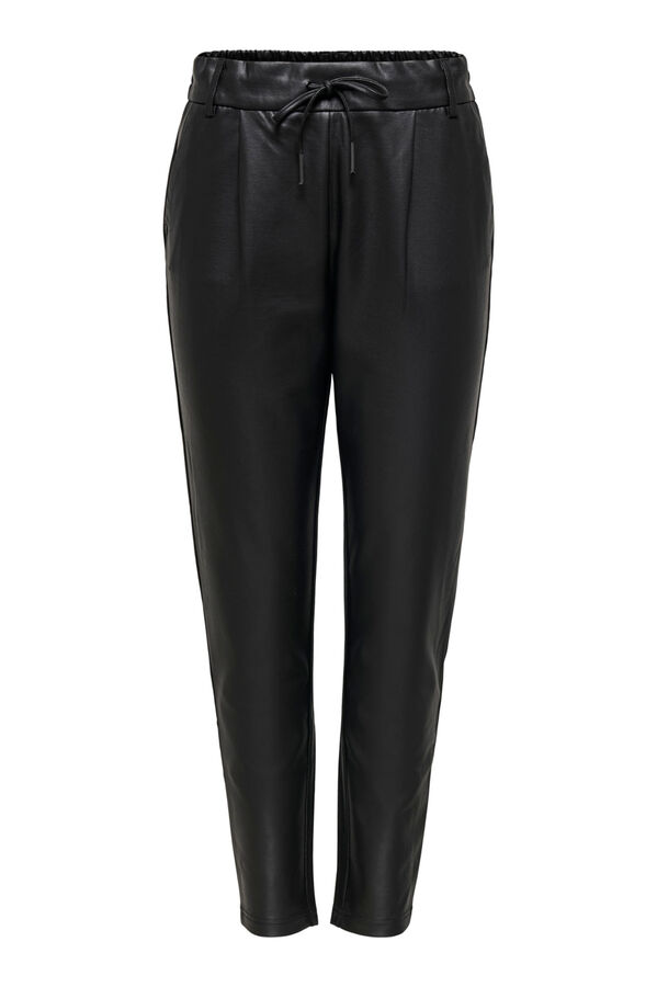 Springfield Faux leather drawstring trousers crna