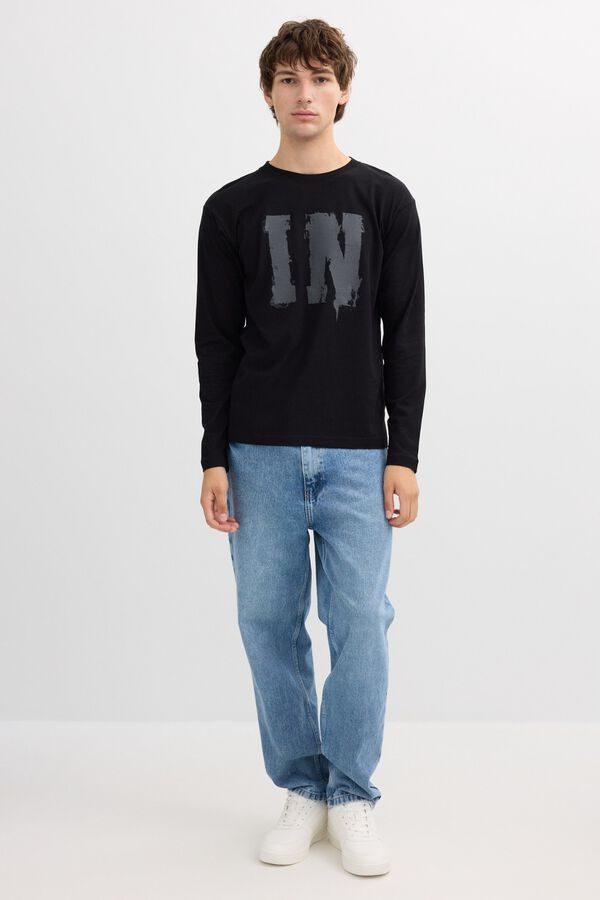 Inside Long sleeve graphic T-shirt black