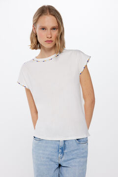 Springfield T-shirt with embroidered ethnic collar color