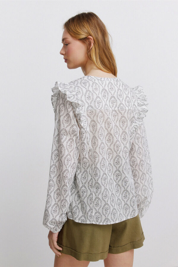 Springfield Puffed and ruffled blouse beige