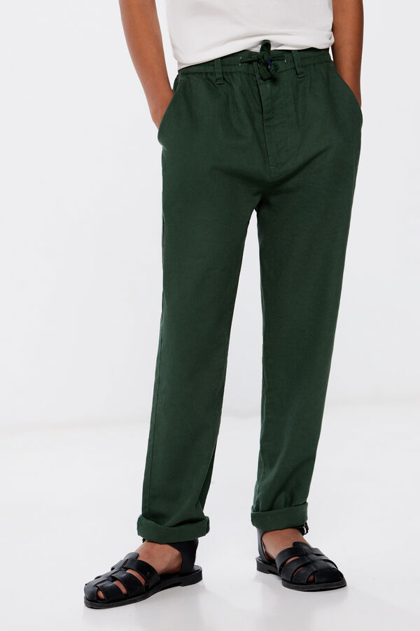 Springfield Pantalon chino lin cordon vert