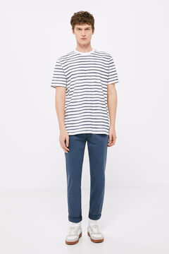 Springfield Slim fit coloured wash lightweight 5-pocket trousers bluish