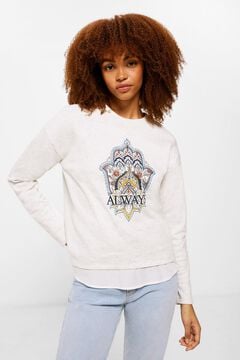 Springfield Sweatshirt Materialmix „Always“ grau
