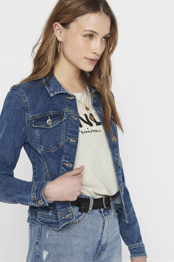 Springfield Denim jacket with buttons fastening/fastener (clothes) clasp (jewellery) plava