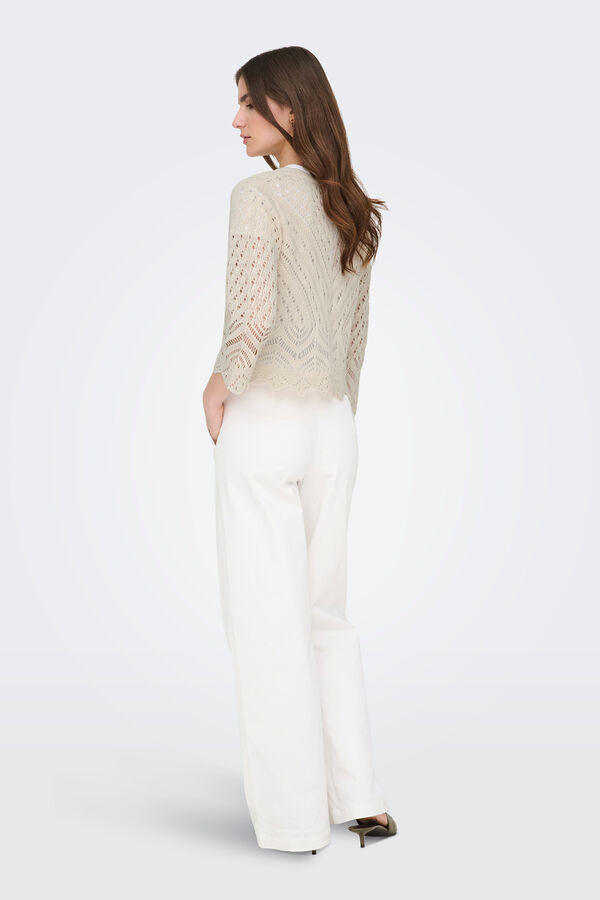 JDY Crochet short cardigan white