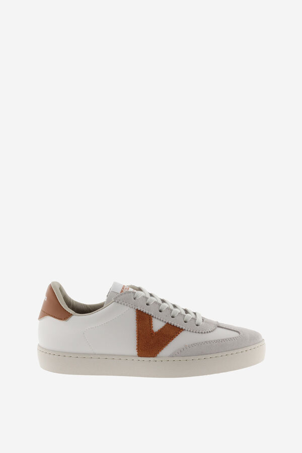 Springfield leather effect sneakers with contrasting color and split leather pieces crvena