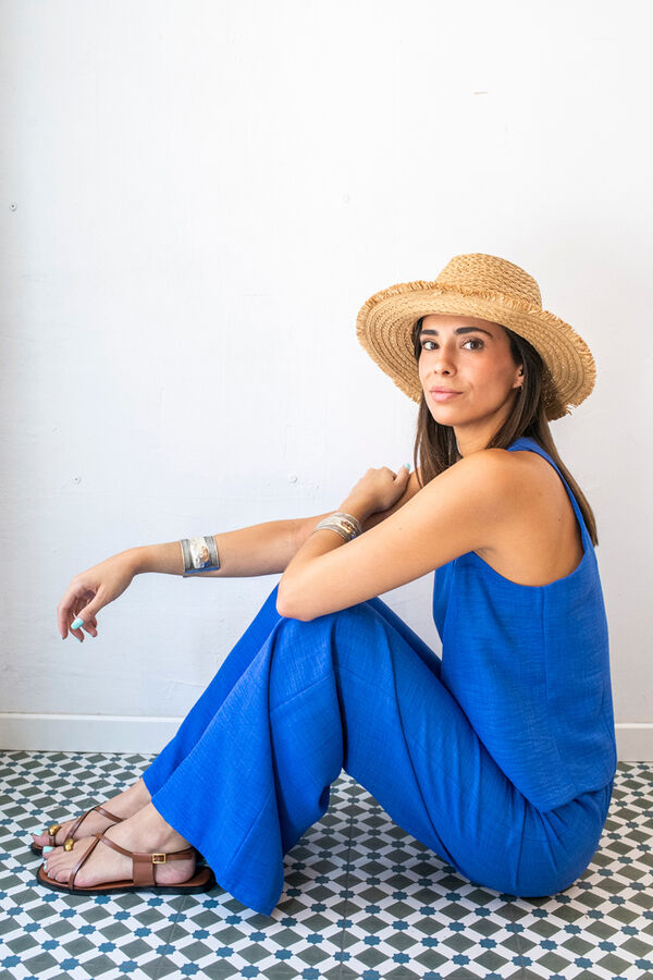 Cul Sac Pantal&oacute;n palazzo el&aacute;stico azul