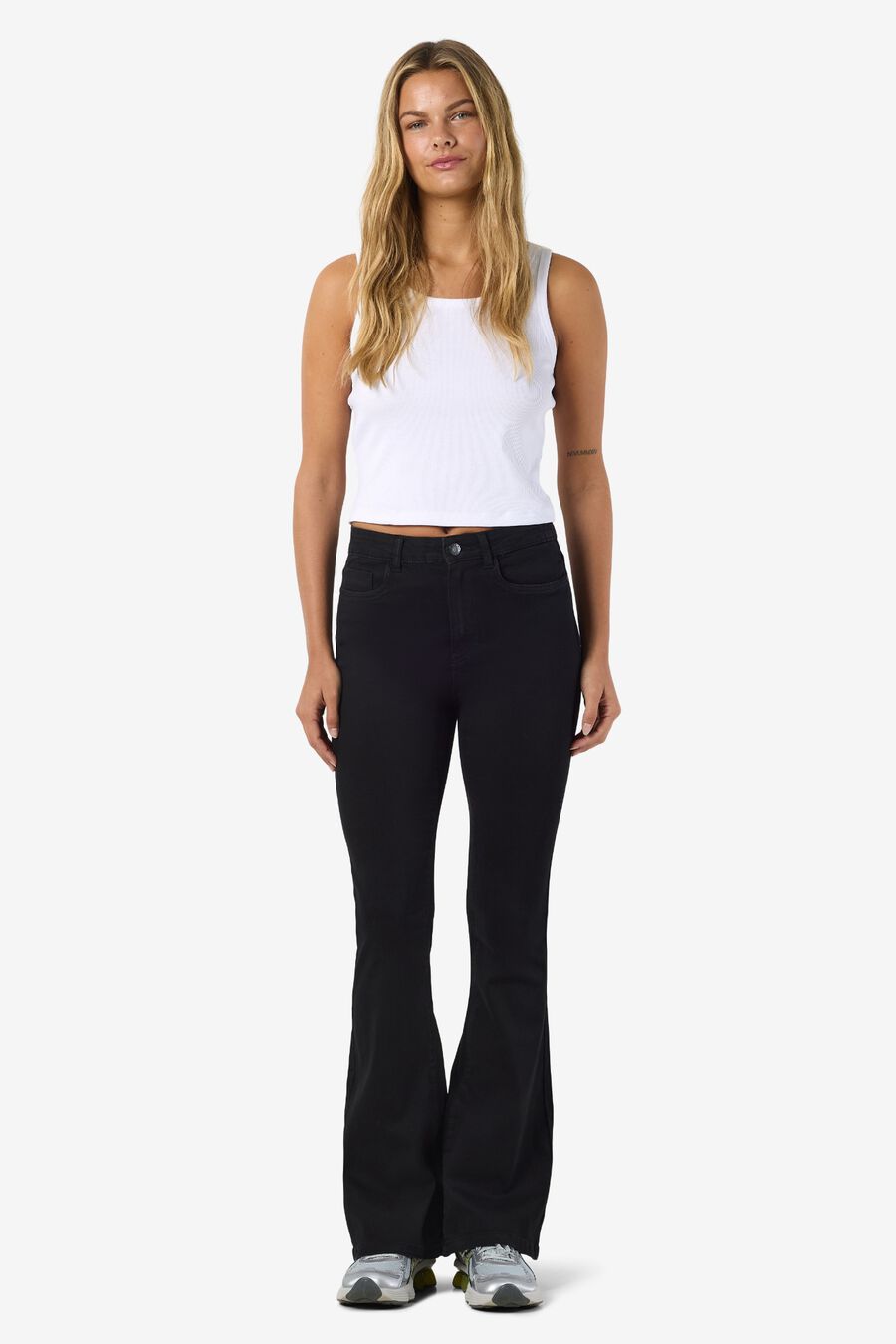 Jeans flare de tiro alto