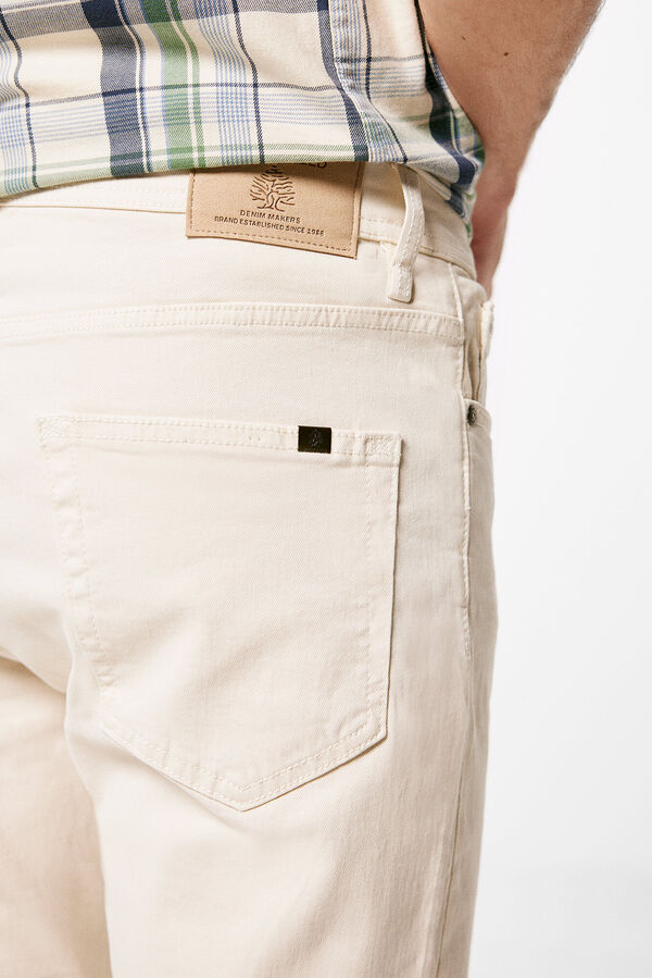 Springfield Uske isprane hlače u boji s 5 džepova s uzorkom