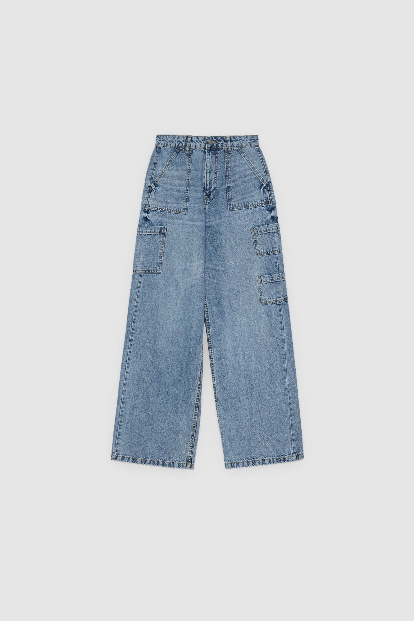 Inside Jeans mit weitem Bein und Taschen