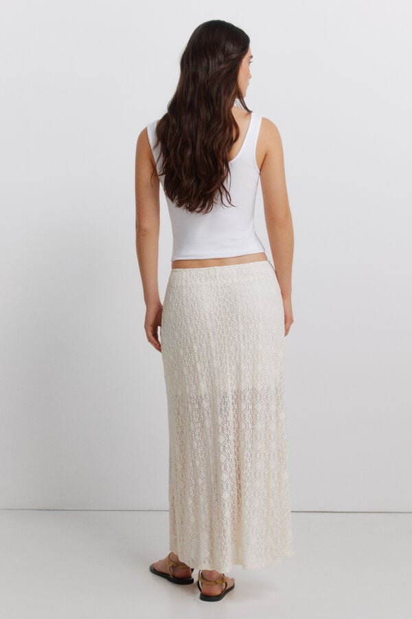 Springfield Falda midi combinada lace blanco