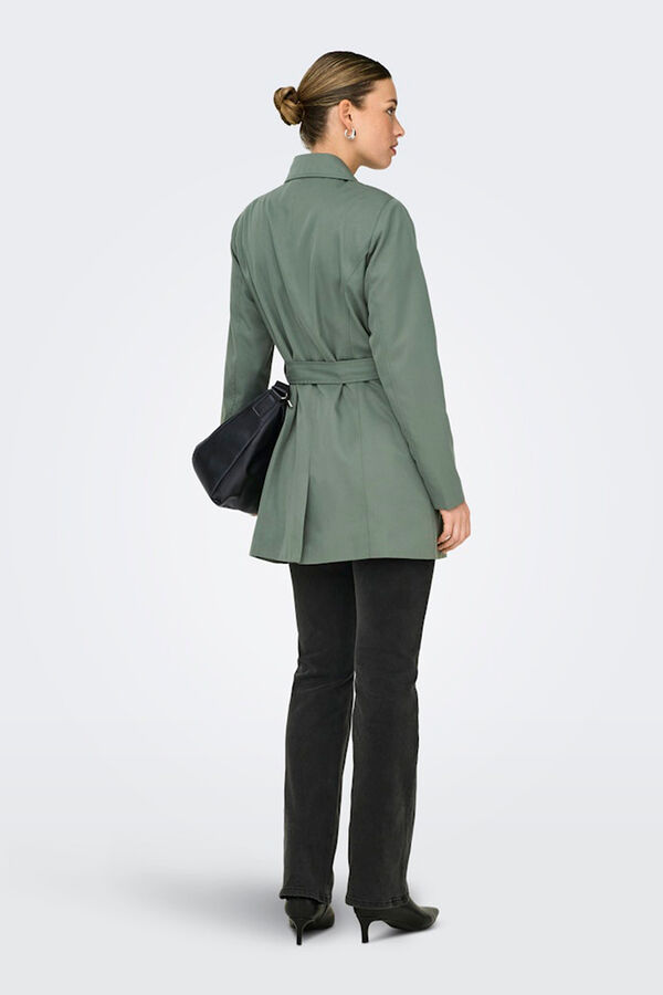 Only Belted midi trench coat printed