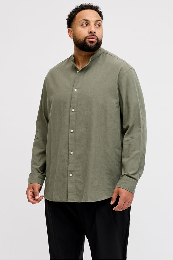 Jack & Jones PLUS Fine poplin long sleeve shirt nude