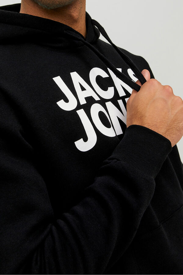 Jack & Jones Sudadera logo capucha negro