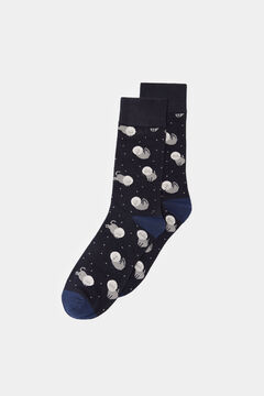 Springfield Socken lang Weltraumkatze blau