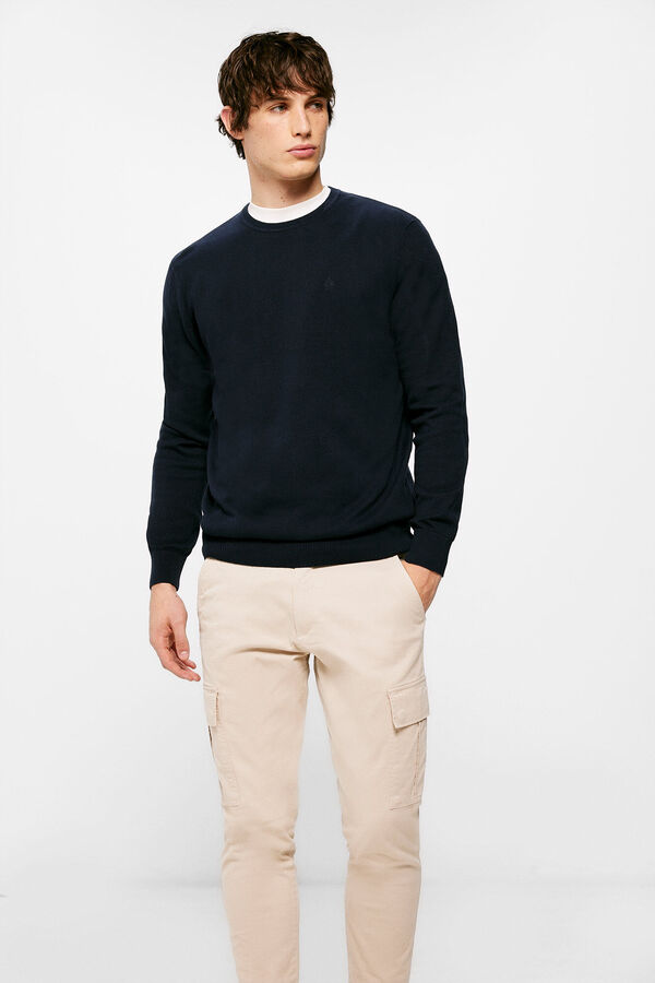 Springfield Essential jumper with elbow patches navy