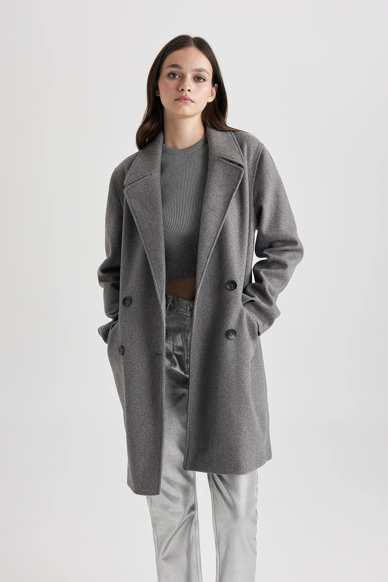 Double-breasted wool coat