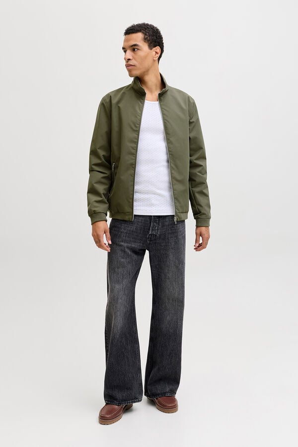 Jack & Jones bomber jacket with high neck nude