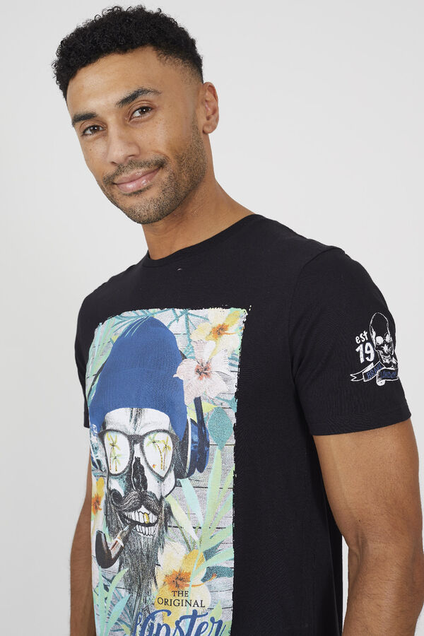 Brave Soul T-shirt caveira de manga curta preto