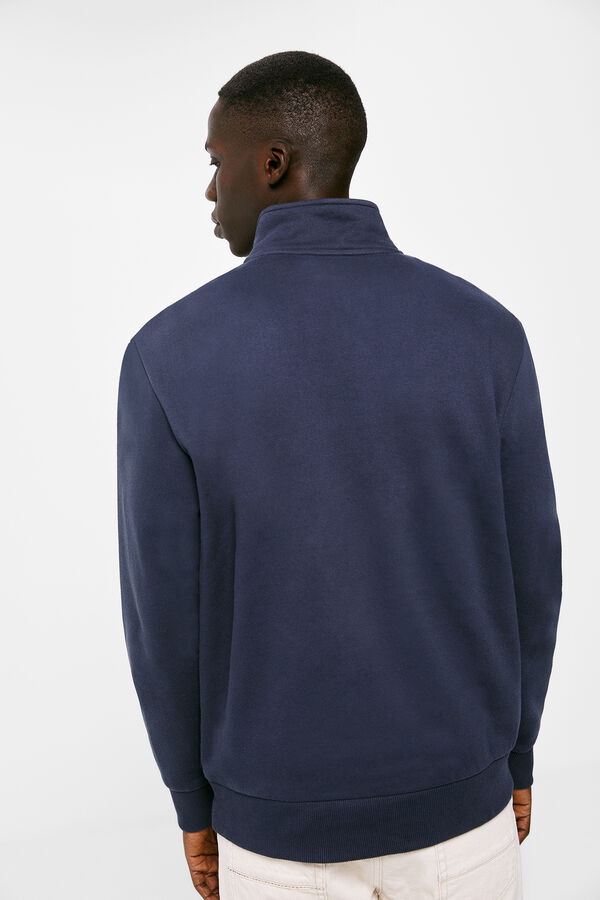 Springfield Cipzáras nyakú kontrasztos pulóver kék