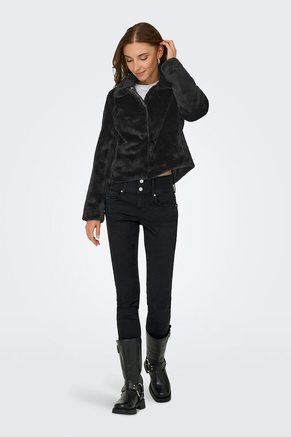 JDY Chaqueta efecto pelo negro