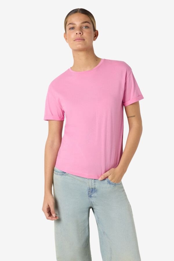 Noisy May Basic short sleeve round neck T-shirt pink