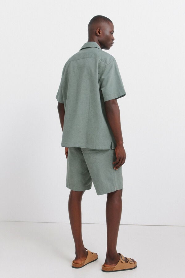 Springfield Bež lanene bermude opu&scaron;tenog kroja Zelena