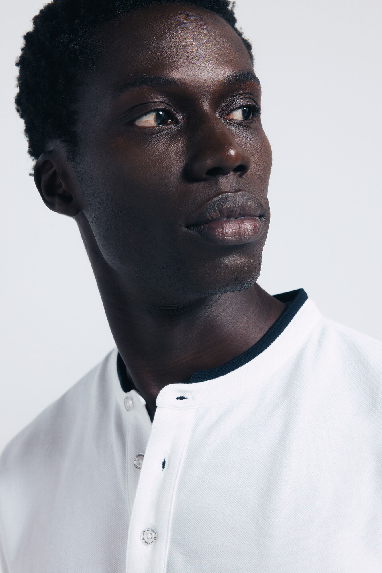 Springfield Slim fit mandarin collar piqu&eacute; polo shirt