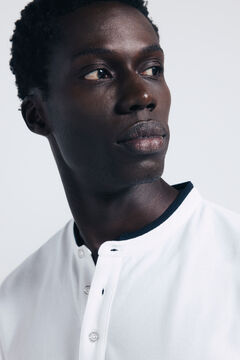 Springfield Slim fit mandarin collar piqu&eacute; polo shirt