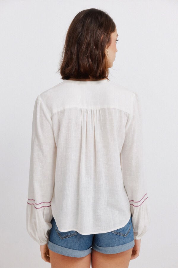 Springfield Long sleeve border print blouse printed