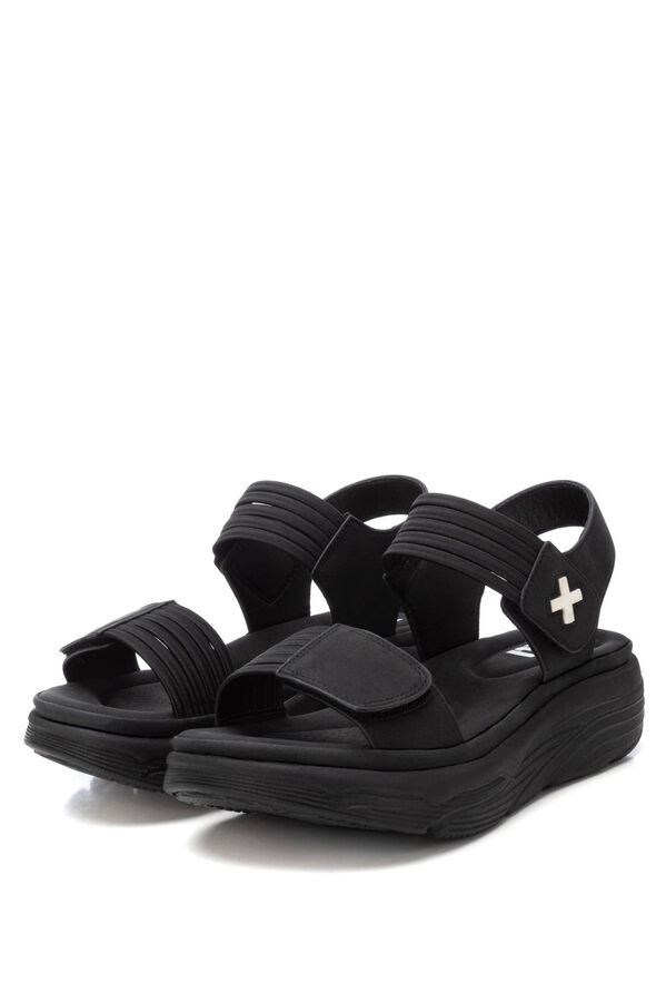 XTI Elastic strap velcro sandal black