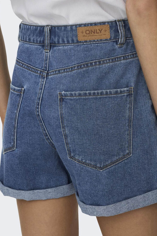 Springfield Denim-Shorts hoher Bund Risse azulado