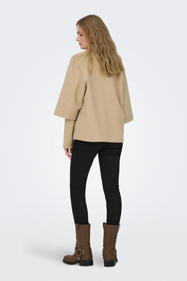 JDY Sobretudo de tecido com fecho-&eacute;clair cru